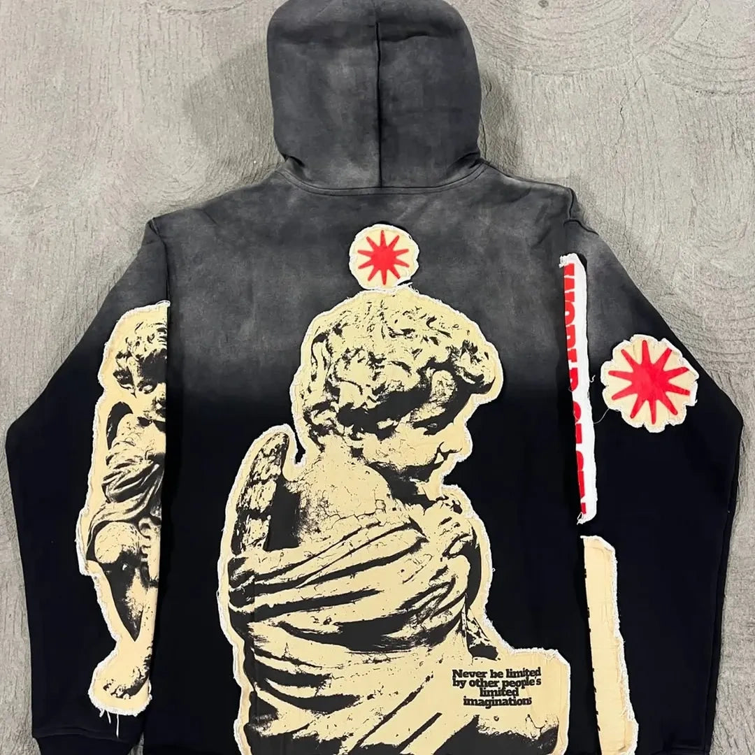 "Envious" Angel Graphic Zip-Up Hoodie