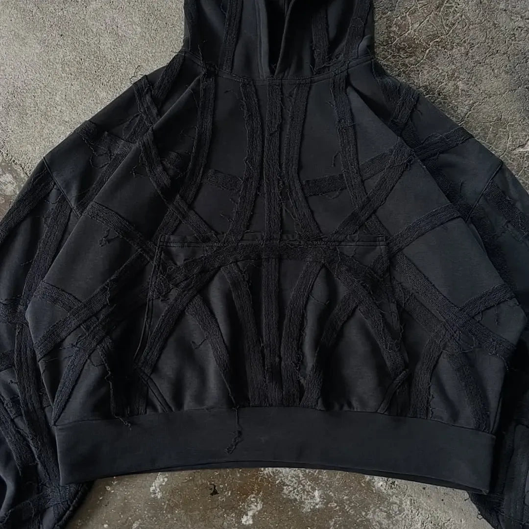 Oversized Black Cropped Hoodie