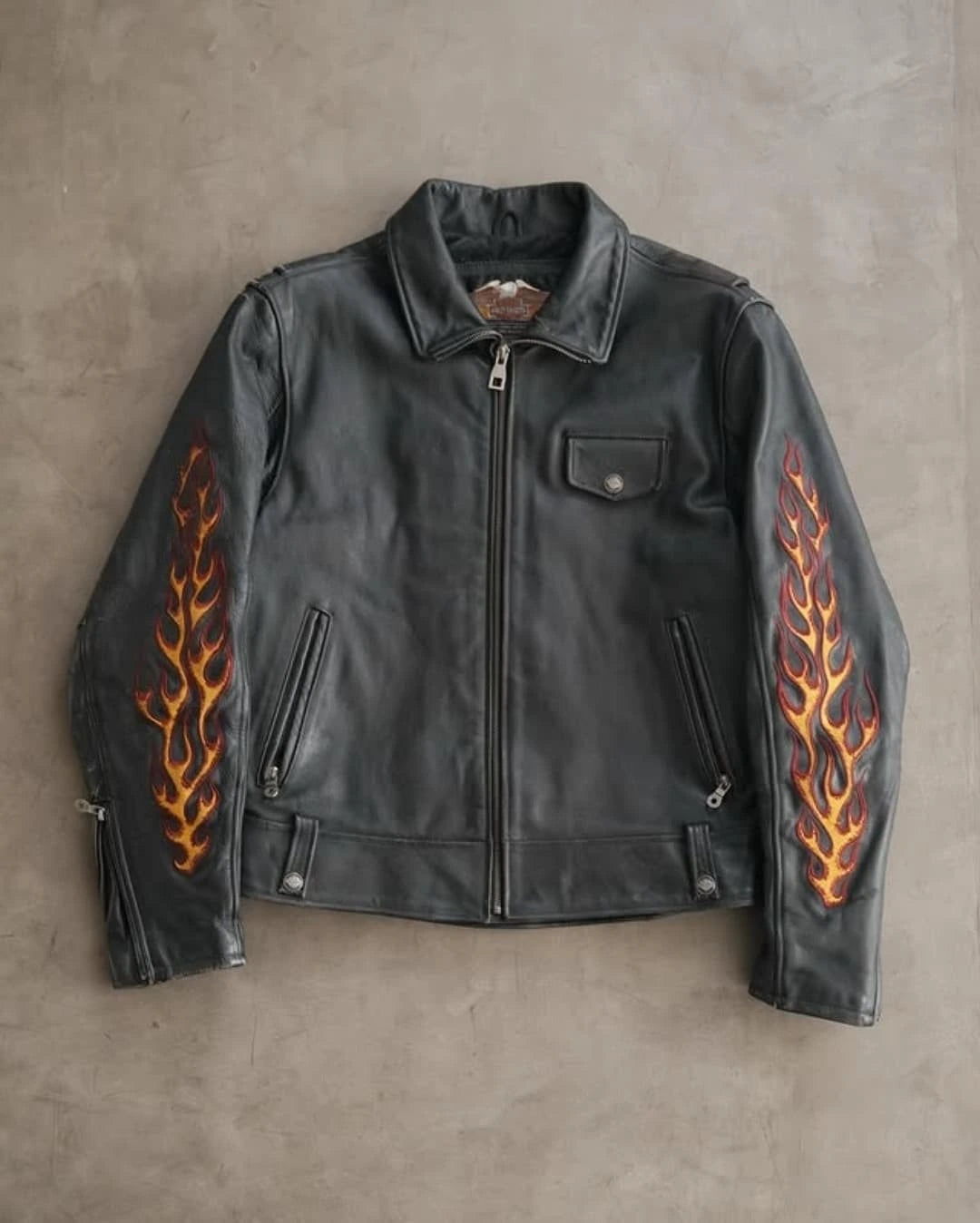 Classic Flame Rider Leather Jacket
