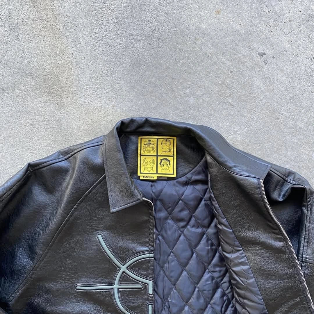 Black Futuristic Angel Leather Jacket