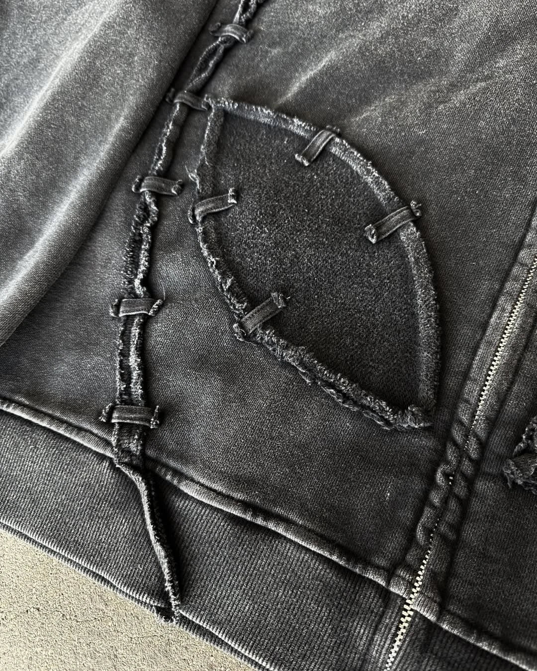 Outsider Distressed Full-Zip Hoodie