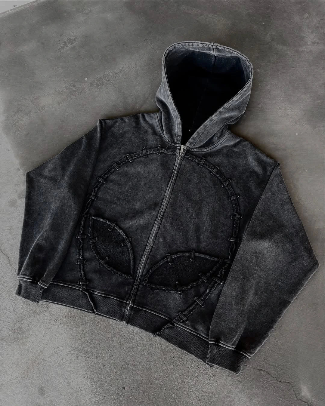 Outsider Distressed Full-Zip Hoodie