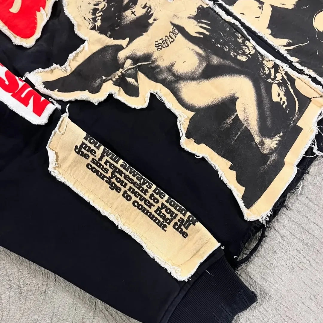 "Envious" Angel Graphic Zip-Up Hoodie