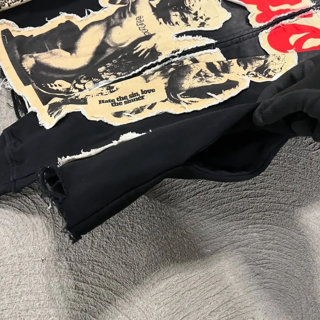 "Envious" Angel Graphic Zip-Up Hoodie