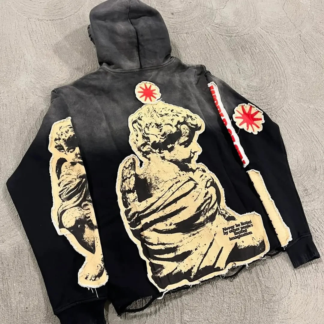 "Envious" Angel Graphic Zip-Up Hoodie