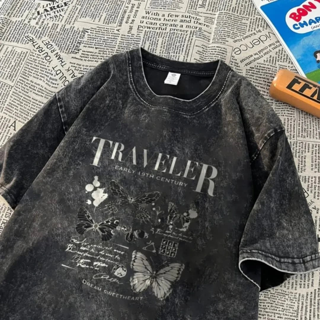 Distressed Rose Cross Graphic Tee