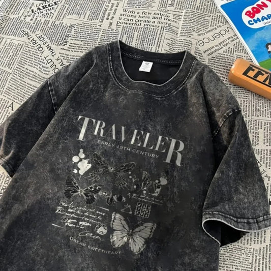 Distressed Rose Cross Graphic Tee