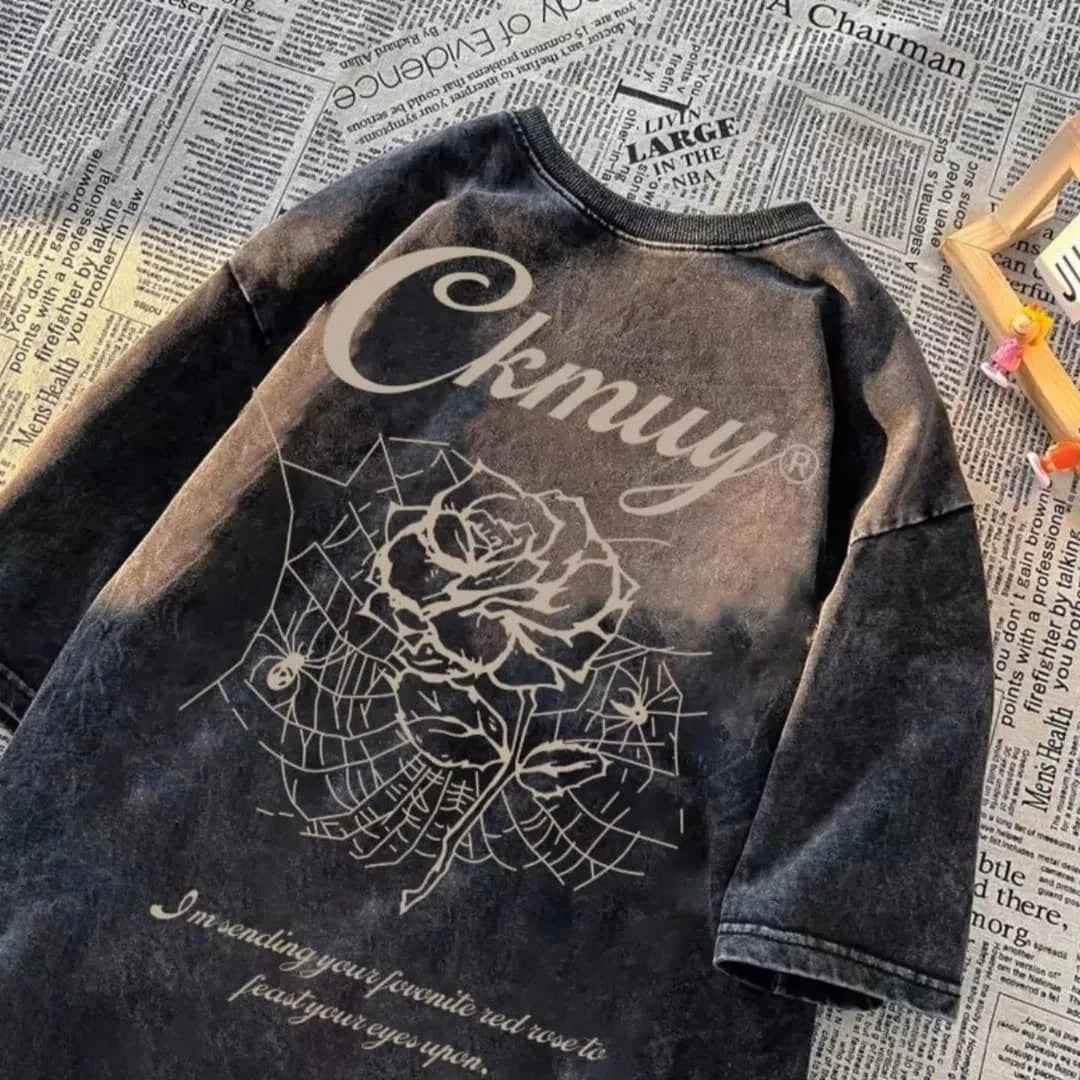 Distressed Rose Cross Graphic Tee