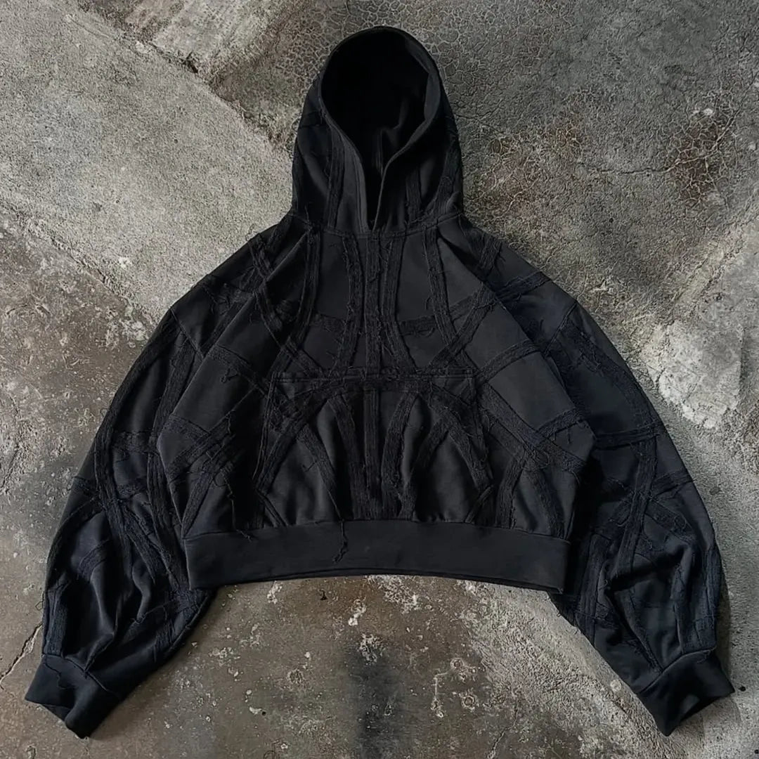 Oversized Black Cropped Hoodie