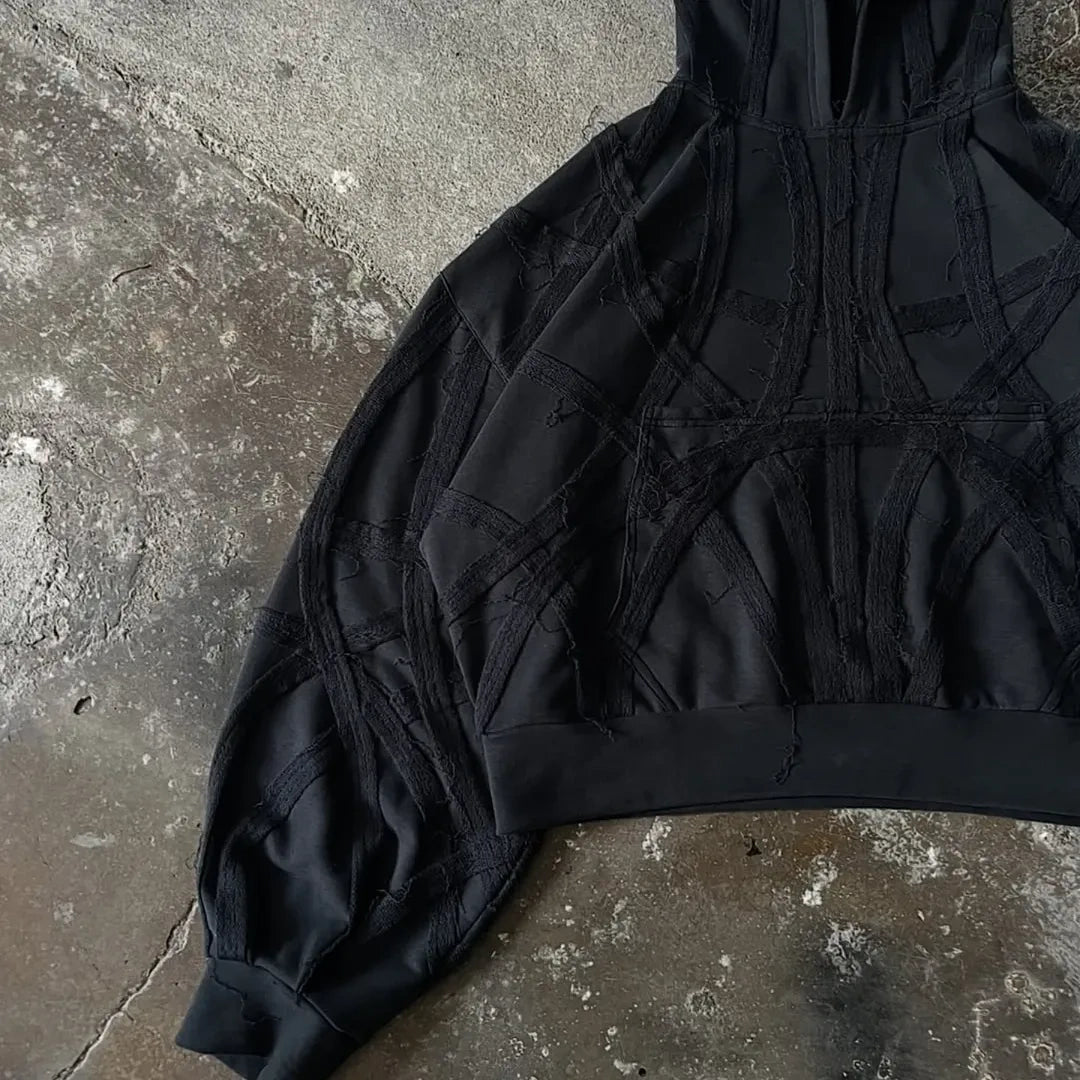 Oversized Black Cropped Hoodie