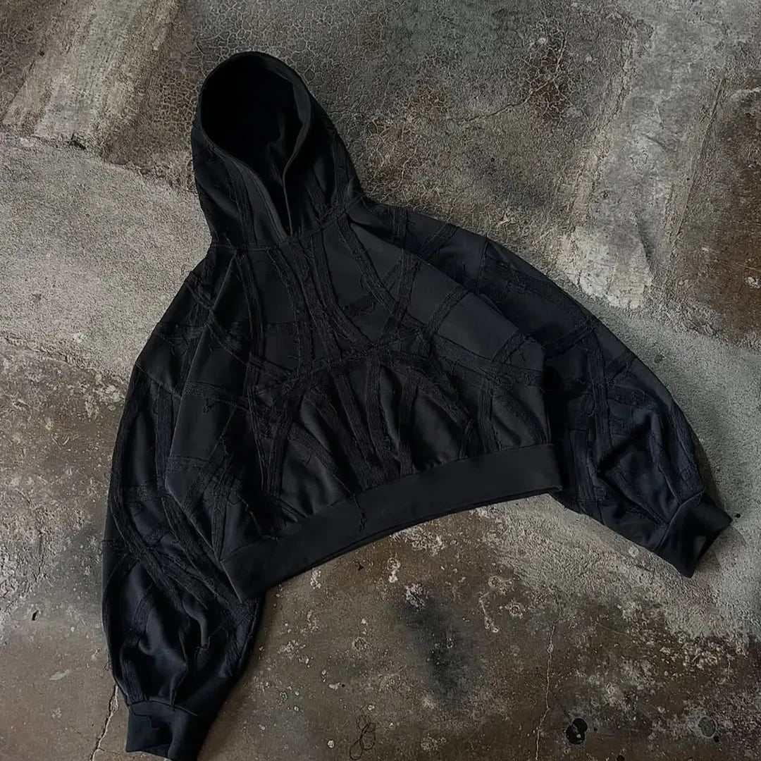 Oversized Black Cropped Hoodie